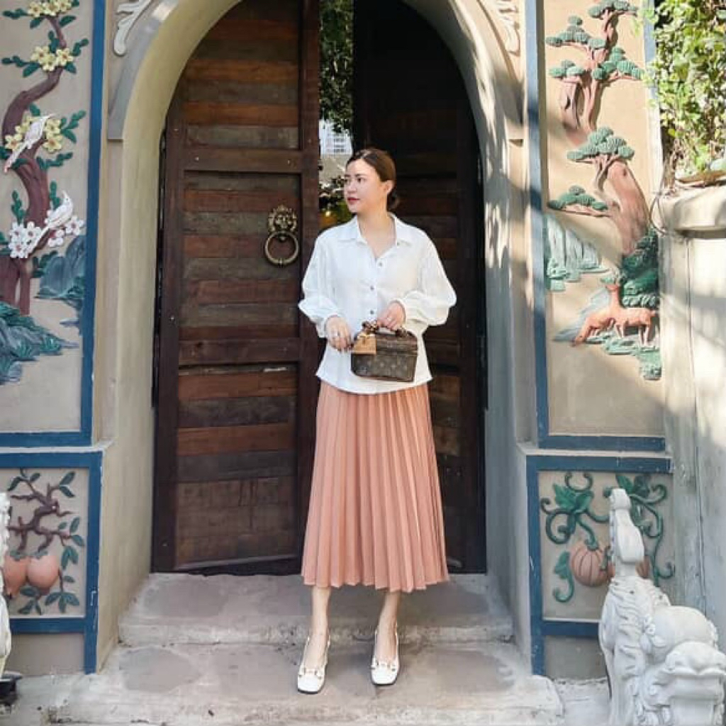 Chân váy xếp ly peac house sz M fit S eo dưới 66