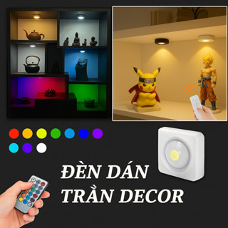 🔥 Đèn Led gắn tủ dùng PIN decor kệ trưng bày mô hình Đa Năng Có Điều Khiển Từ Xa Đèn Dán Tường Dán Tủ quần áo