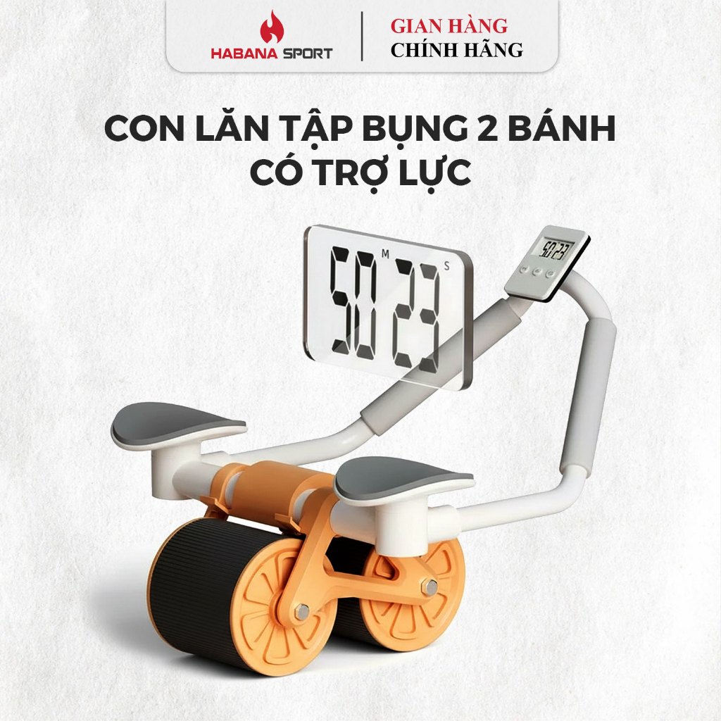 Con Lăn Tập Bụng Tại Nhà, Có Trợ Lực, Chống Trơn Trượt 2 Bánh - Habana Sport