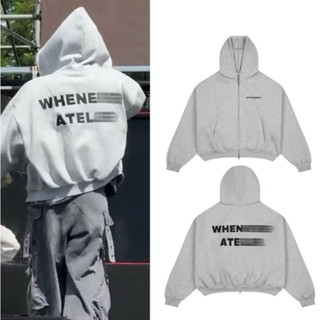 Áo hoodie zip boxy ATELIER BASIC ZIP UP, áo khoác hoodie nỉ Whenever màu xám, vải bông cao cấp, hình thêu bền