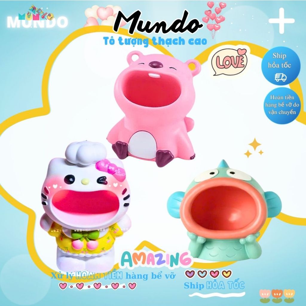 [MUNDO] Tượng Thạch Cao Tô Màu Loopy – Kitty – Cá Hề Há Mỏ Size X – DIY Sáng Tạo
