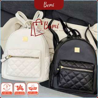  Balo mini da trơn kết hợp trần trám size 19-20cm nhỏ nhắn xinh xắn tạo phong cách trẻ trung năng động. 