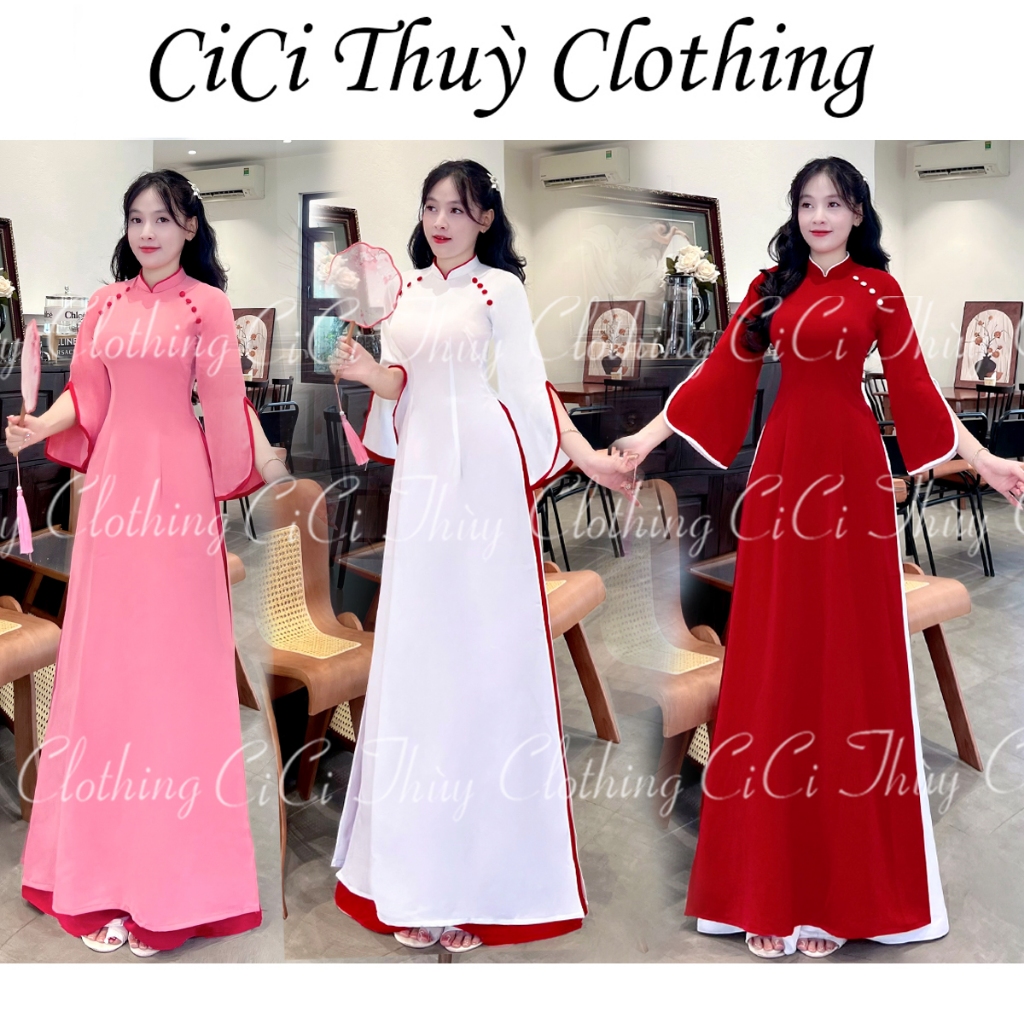 Áo Dài Tết 2026 Áo Dài Lụa Mỹ Tay Xẻ Dáng Eo Phù Hợp Cho Giao Viên Hoặc Lễ Hội CiCi Thuỳ Clothing