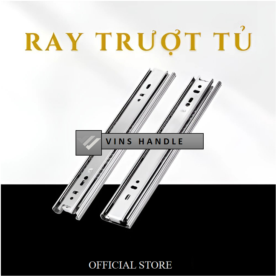 [2bi 3bi TRẮNG] Thanh trượt Ray trượt ngăn kéo ZUB bản 35mm, bản 42mm - Ray bi 3 tầng lắp các loại t