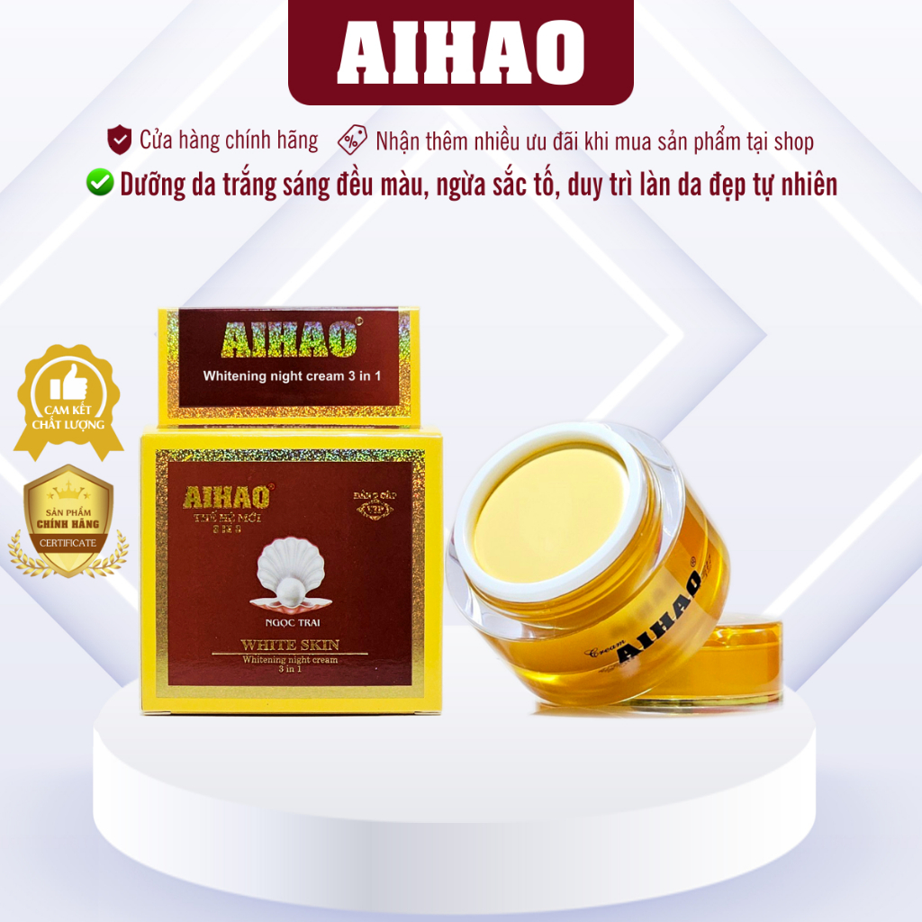  Kem AIHAO Trắng Da Mặt 3in3  VIP Đẳng Cấp - hộp 30gam  Tối ưu hiệu quả duy trì làn da tươi trẻ mịn màng 