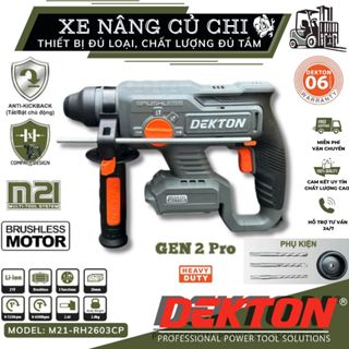 Máy khoan bê tông Dekton M21-RH2603CP, 3 chức năng, chống lật cổ tay, chân pin phổ thông Makita