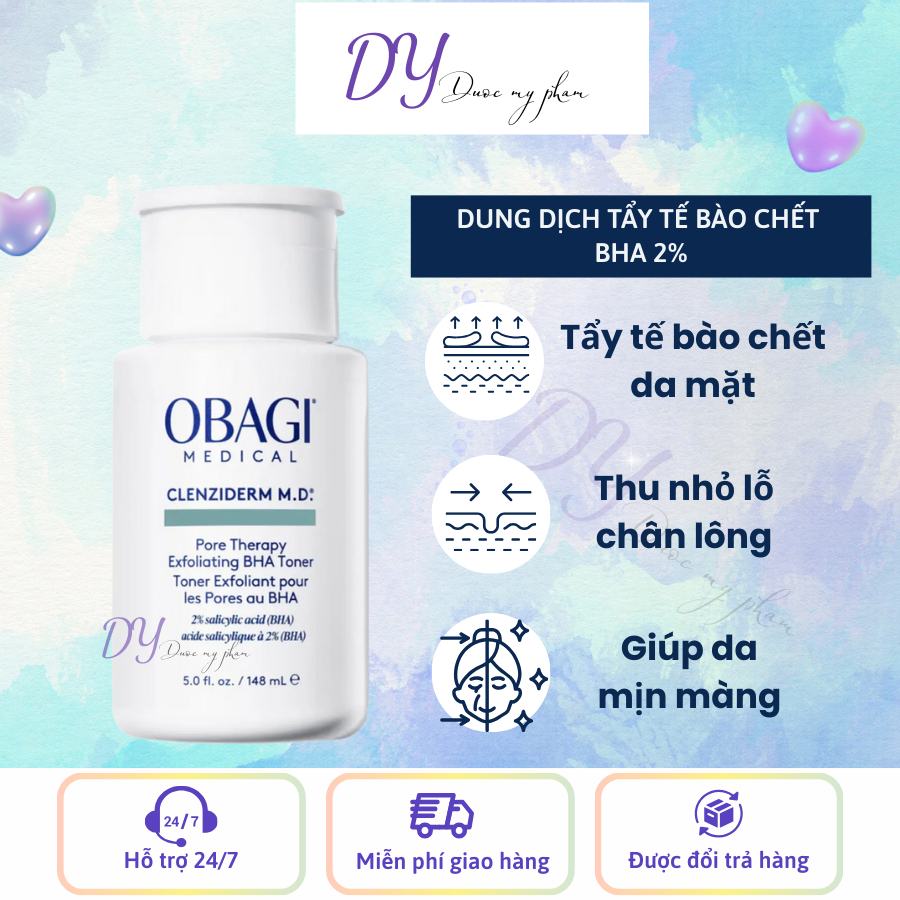 [Tặng Mút Rửa Mặt] Toner 2% BHA Obagi Hỗ Trợ Giảm Mụn, Dầu Nhờn Tẩy Tế Bào Chết Clenziderm MD Pore T