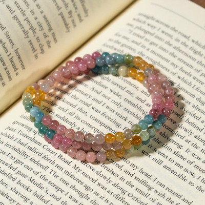 Vòng Tay Tourmaline Quấn 3 Vòng Size Nhỏ Hạt 5ly Màu Kẹo Rực Rỡ Lõi Thun Co Giãn - Ngọc Trai Trường Thịnh