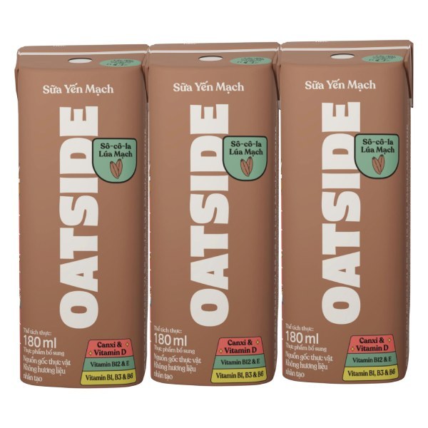 Lốc 3 Sữa Yến Mạch Oatside Vị Socola Lúa Mạch hộp 200ml