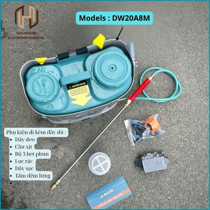 Bình Phun Thuốc,Bình Xịt Thuốc Sâu DEWOO DW20A8M ,Ắc Quy 12V-8Ah, Bình 20L, Có Đảo Thuốc,Pin Điện Tử