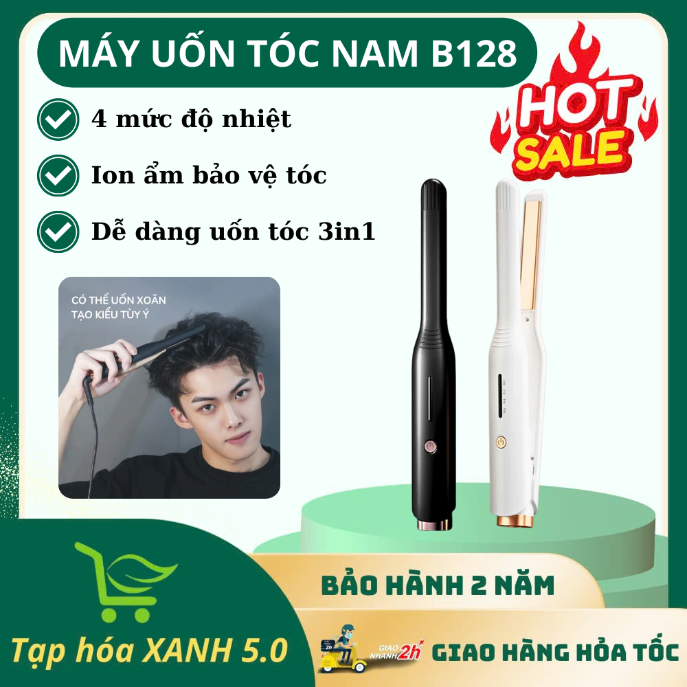 Máy Uốn Tóc Tạo Kiểu Tóc Cho Nam B128 3in1 Ép Side Tóc Đa Năng, Duỗi Thẳng Tóc, Bảo Hành 2 Năm