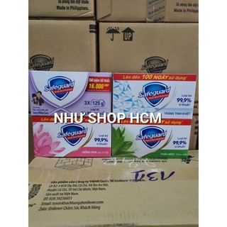  Xà Bông Cục Diệt Khuẩn SAFEGUARD XANH TÍM  125G x 3 ,HỒNG TRẮNG  115G X3  