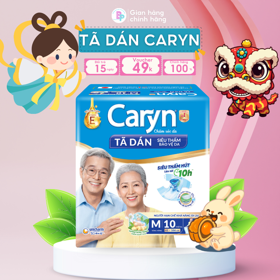 Bỉm - tã dán người già CARYN siêu thấm size M - L - XL  BebePlus