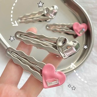 Set 2 kẹp trái tim nơ nhí màu bạc dễ thương phong cách Hàn mẫu mới hottrend