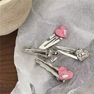 Set 2 kẹp trái tim nơ nhí màu bạc dễ thương phong cách Hàn mẫu mới hottrend