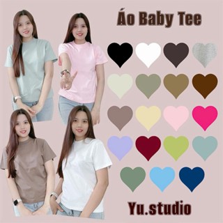  Áo baby tee YUSTUDIO áo form vừa chất cotton thấm hút mồ hôi vải dày dặn mặc tôn dáng mẫu Trơn 