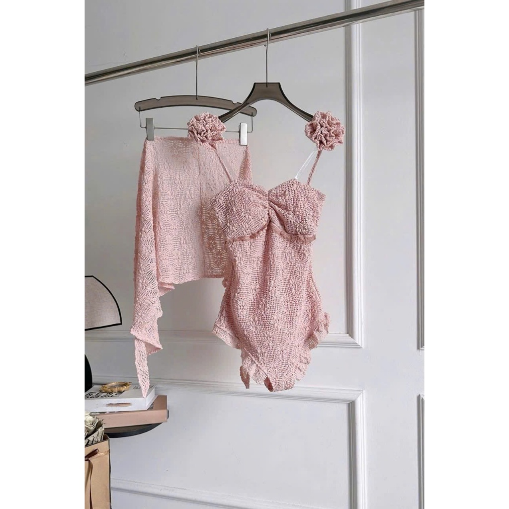 [ BKN 1018 ] Bikini đồ bơi đi biển liền thân ren hoa 3D HOA VAI kèm khăn hàng cao cấp HÀ BIKINI | BigBuy360 - bigbuy360.vn