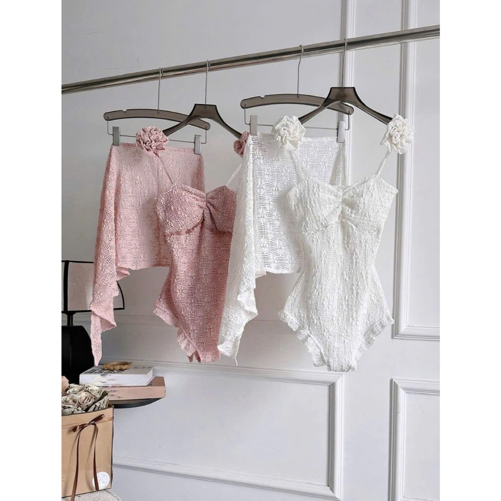 [ BKN 1018 ] Bikini đồ bơi đi biển liền thân ren hoa 3D HOA VAI kèm khăn hàng cao cấp HÀ BIKINI | BigBuy360 - bigbuy360.vn