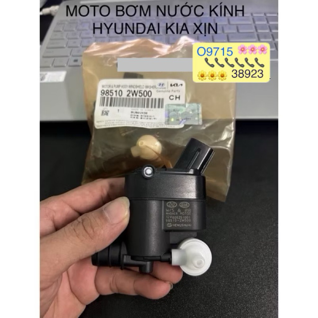 MOTOR BƠM NƯỚC RỬA KÍNH KIA MORNING SENDONA RONDO HYUNDAI SANTAFE STAREX XỊN HÃNG 2 VÒI 98510 2W500 