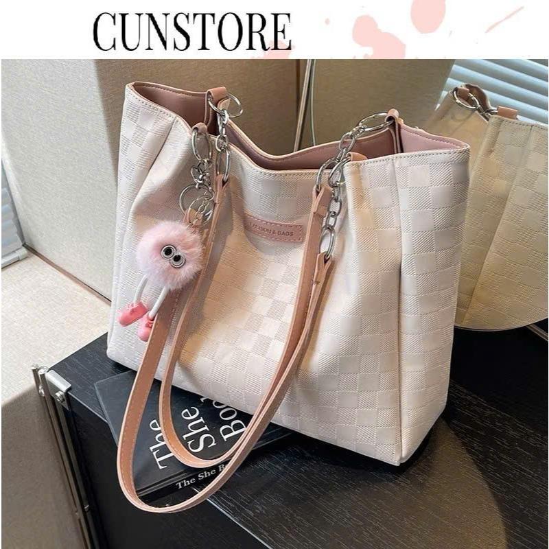 (Tặng charm gấu ) Túi xách nữ tote công sở kẻ ô  da PU cao cấp CUN241 | BigBuy360 - bigbuy360.vn