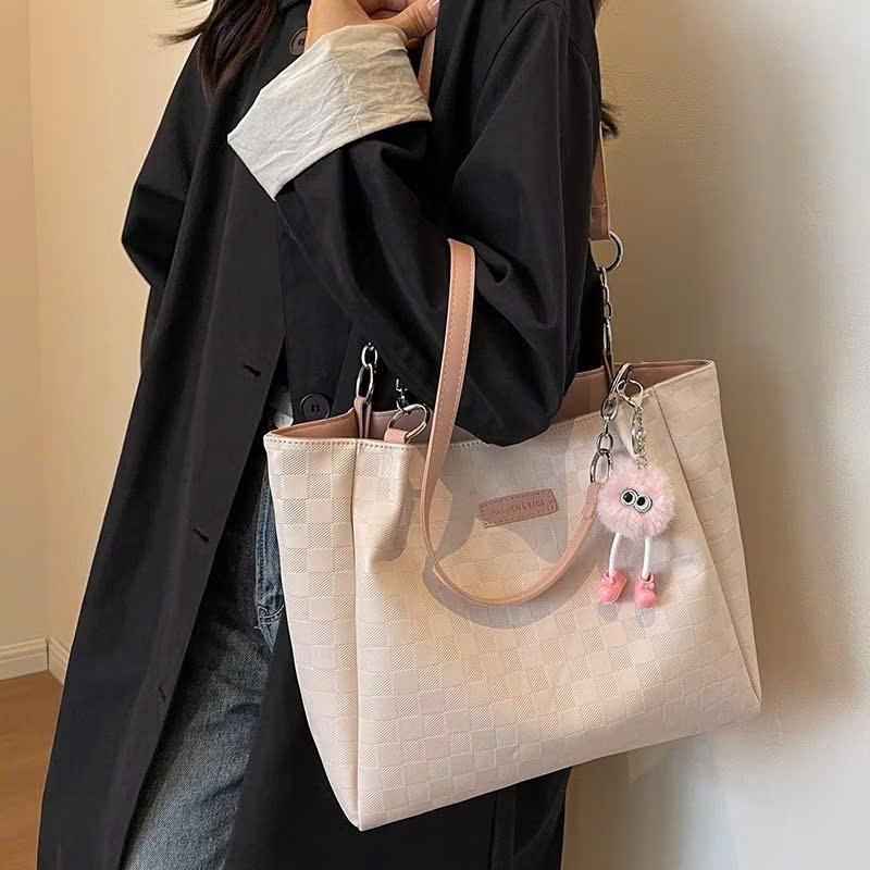 (Tặng charm gấu ) Túi xách nữ tote công sở kẻ ô  da PU cao cấp CUN241 | BigBuy360 - bigbuy360.vn