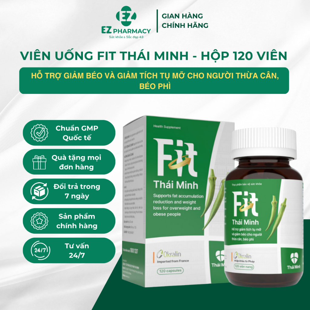 Viên Uống FIT Thái Minh - Hỗ Trợ Giảm Béo Và Giảm Tích Tụ Mỡ Cho Người Thừa Cân, Béo Phì (Hộp 120 Vi