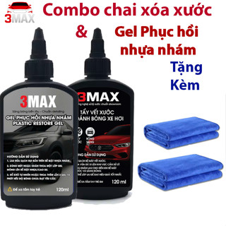  Quá Hời Combo Chai Xi Xóa Xước Và Gel Phục Hồi Nhựa 3Max - Tặng Khăn Lau Dụng - Xóa xước Đánh Bóng - Dưỡng Nhựa Ôtô 