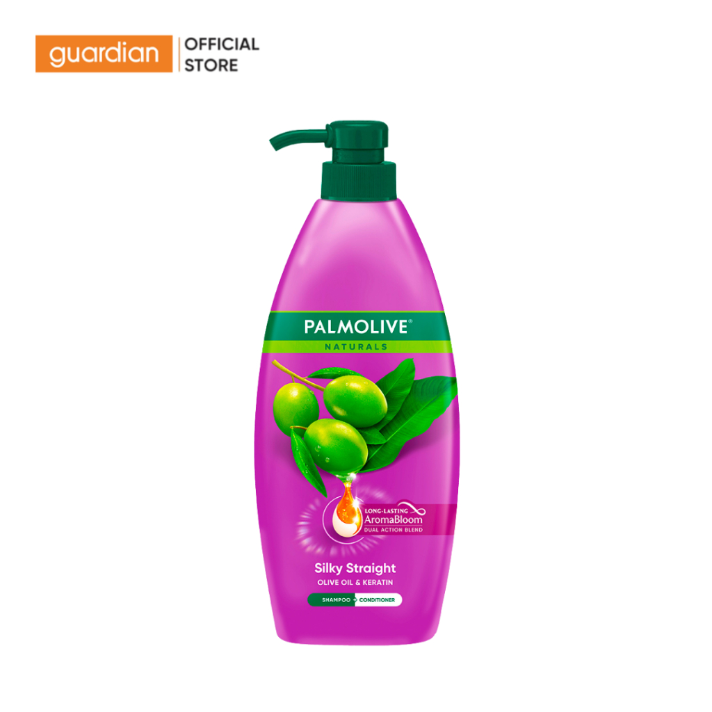 Dầu Gội Kèm Dầu Xả 2 Trong 1 Suôn Mượt Óng Ả Palmolive Từ Keratin Và Dầu Olive 600ml