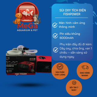  Máy Sủi Oxy Tích Điện FISHPOWER Pin 6000mAh - Máy Oxi Siêu Êm Chuyên Dụng Cho Bể Cá 