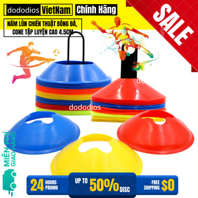 Bộ 10 Nấm Lùn Chiến Thuật Bóng Đá, Cone Tập Luyện Cao 4.5cm Chính Hãng (Chọn Màu)