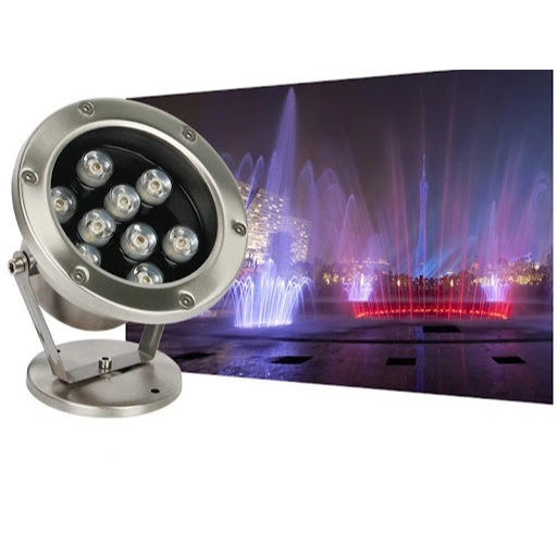 Đèn LED âm nước 9w chân đế cho đài phun nước cảnh quan sân vườn trang trí đèn ngoài trời