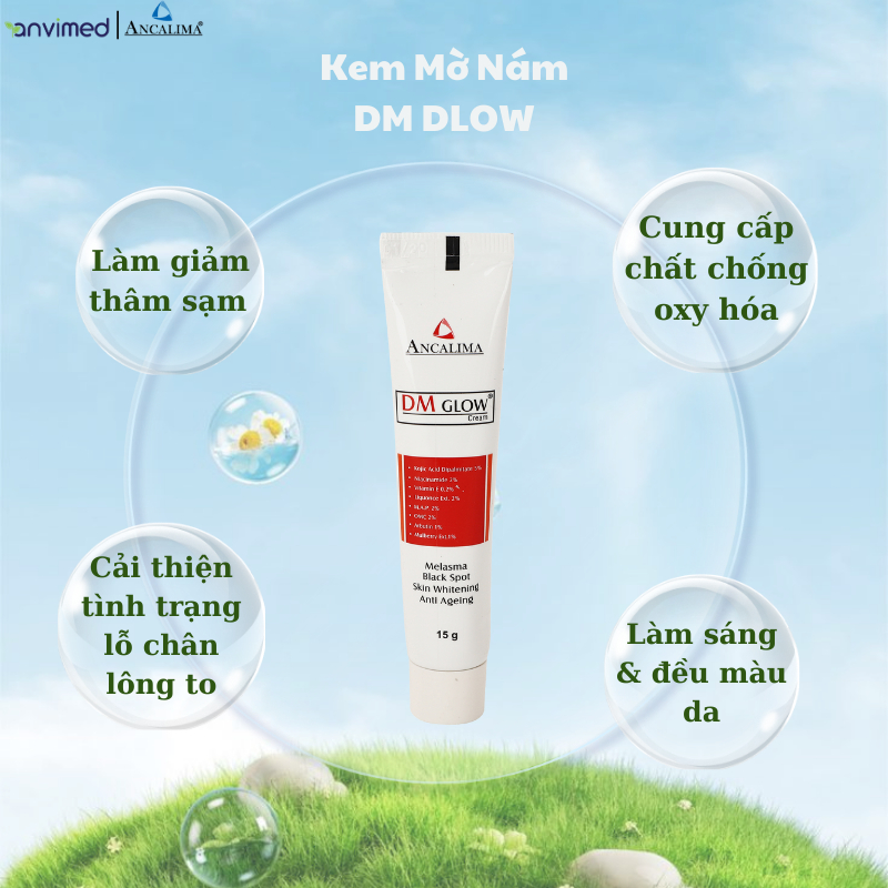 Kem nám Ancalima DM GLOW mờ thâm sạm, làm sáng & đều màu da 15g - Hàng chính hãng