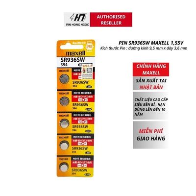 Pin đồng hồ Maxell SR936SW 393 Silver Oxide 1.55V – 1 viên & vỉ 5 viên