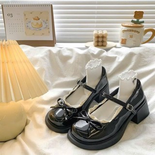  Giày đốc lolita NANA nơ ren chất da bóng đế đúc cao su non 