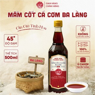 [Mắm Cốt] Nước Mắm Cốt Cá Cơm Ba Làng Độ Đạm 45N Nấu Ăn, Nước Chấm, Gia Vị Bếp Chai Thủy Tinh 500ml