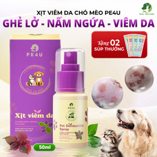 Xịt Viêm Da, Ghẻ, Nấm Ngứa Chó Mèo PE4U 50ml - Giúp Giảm Ngứa, Khử Khuẩn, Hỗ Trợ Phục Hồi da