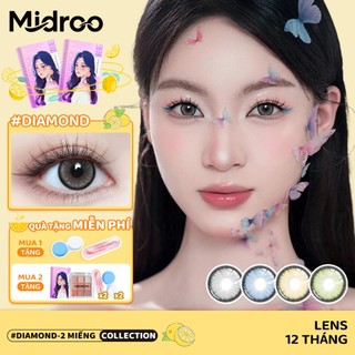  Midroo Lens 0 Độ  2 chiếc  Lens Cận Xám 14.5mm Lens Mắt Xanh Diamond Kính áp Tròng1 Năm 