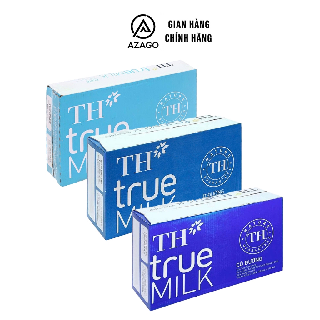 Thùng 48 hộp Sữa tươi tiệt trùng TH true MILK 110ml – Ít đường / Không đường / Có đường (từ 1 tuổi) 