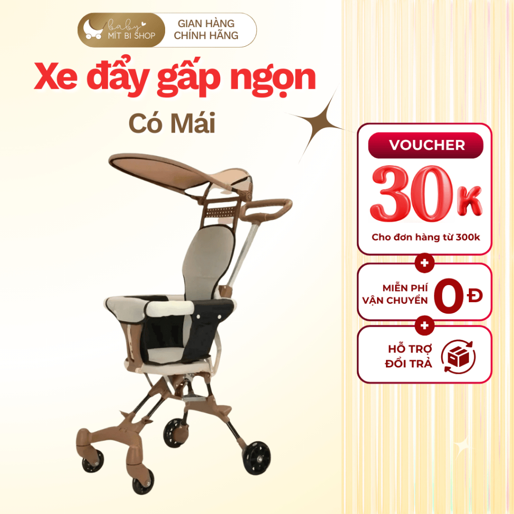 Xe đẩy gấp gọn có mái tiện lợi cho bé MÍT BI SHOP
