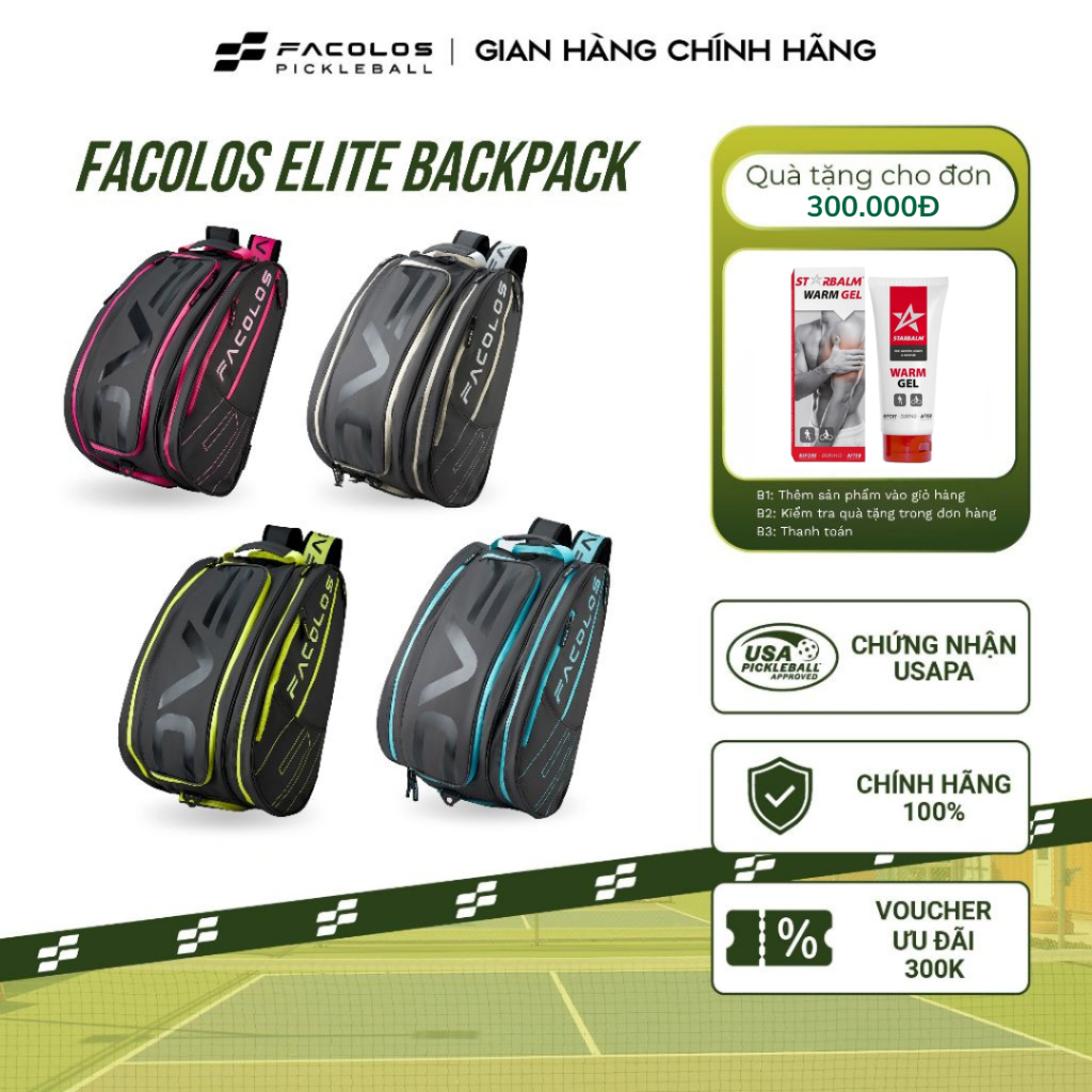 Balo Pickleball chuyên dụng - Túi Đựng Vợt Pickleball Chính Hãng BACKPACK ELITE FACOLOS