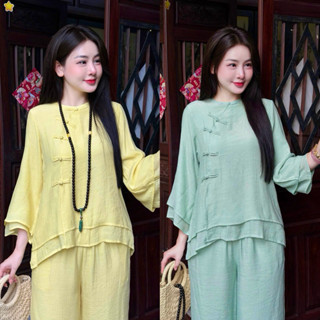  Bộ Pháp Phục Xô Linen Cổ Tròn Nút Tàu  MÀU MỚI  