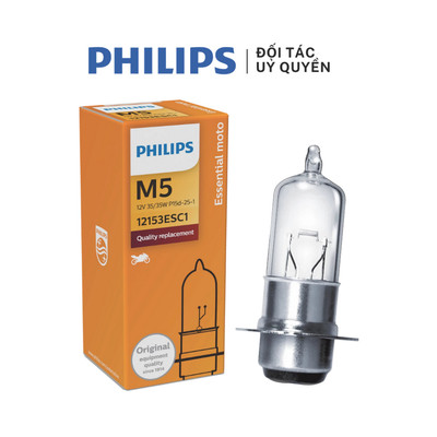 Bóng đèn Philips Halogen chân M5 - 12V 35/35W cho xe máy Honda Dream, Wave mã 12153ESC1