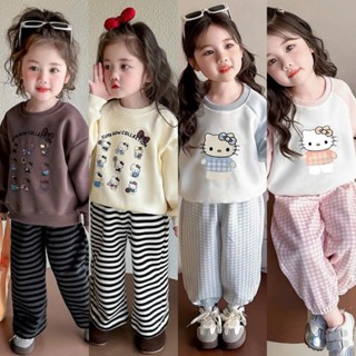 Set bộ nỉ thu đông hello kitty dễ thương cho bé gái Size 9-35kg( FORM RỘNG ) , chất nỉ tàu mềm mại ấm áp ( HP nỉ mèo )