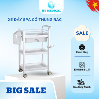 Xe đẩy spa có thùng rác (Full nhựa ABS không bị han rỉ hàng cao cấp nhập khẩu), kệ spa (kèm chậu và thùng rác)