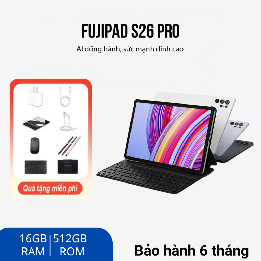 Máy Tính Bảng S26 Pro 10.1" – Snapdragon 888, RAM 16GB + 512GB, Pin 8000mAh – Tablet Sinh Viên, Giải