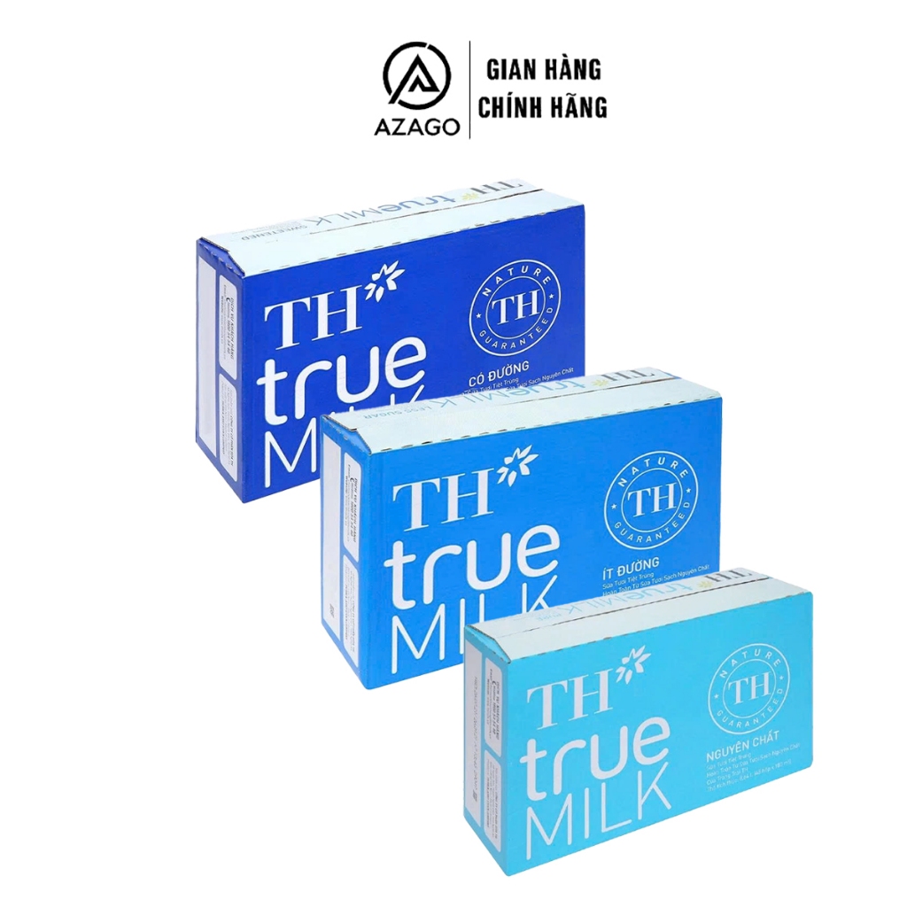 Thùng 48 hộp Sữa tươi tiệt trùng TH true MILK 180ml – Ít đường / Không đường / Có đường (từ 1 tuổi) 