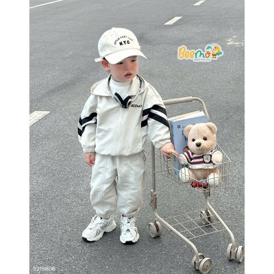 Set bộ khoác gió Beemo phối phối tay cá tính vải gió siêu nhẹ cho bé trai từ 9-24kg 5316BDB