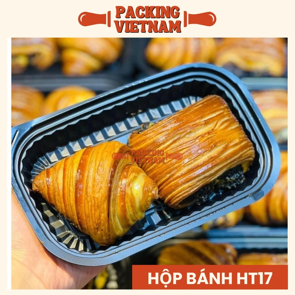 50 Hộp nhựa HT17 đế đen đựng bánh ngọt - Hộp nhựa đựng bánh tráng trộn
