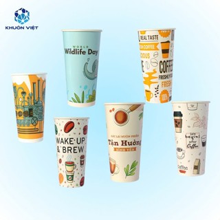 [KV] Ly giấy 14oz~420ml - Lốc 50 ly giấy có họa tiết