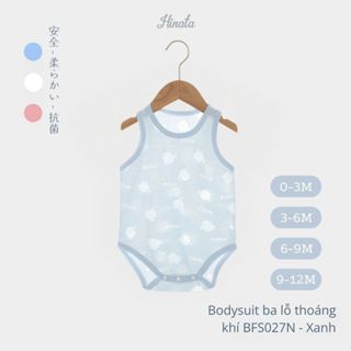  Bộ đồ liền thân Hinata áo ba lỗ cho bé từ 0-12 tháng unisex lưới thoáng khí BFS027N 